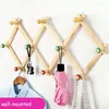 Hooks Kitchen Bamboo Foldable Crochet HAPPET MUR MURS CLAYS CHAPLE SAC Vêtements de vêtements Organisateur de serviette suspendue