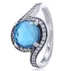 Cluster Rings Original 925 Sterling Silver Radiant Embellishment Topaz Bubble Band Everlasting Grace Pearl Ring For Women DIY Jewelry