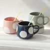 Mugs Coffee Cup Saucer Snack Plate Set European Retro Wave Point Ceramic Ins Handmade Rough Pottery High-value Hand-painted