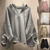 Damen Hoodies Trendy V-Neck Kapuze-Sweatshirt Skin-Touch Frauen Hoodie Batwing Sleeve Streetwear