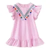 Sommer neue gestreifte Mädchen Kleider lässiges Mädchen Prinzessin Kurzkleid Ttutu Röcke süße Baby Kinder Blumenkleid Kleinkind Baby Blusen Kleider