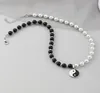 Chokers Round Pearl Beads Yin Yang Taichi Pendant Stainless Steel Chain Unisex Necklace Couple Jewelry Women Mens9125036