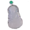 Collares colgantes fábrica al por mayor 925 plateado con incrustaciones altas emperador verde calcedonía grande avalokitesvara agate jade collar o