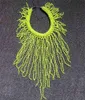 Handgjorda i Stock European Fashion Neon Yellow Statement Women Long Chokers Star Punk Chunky Tassels Chains Beading Halsband 210337956655