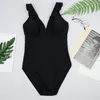 Swimwear pour femmes volants Backless Bikini High Waist Monokini V-Neck Swimsuit Push Up Vacation Femmes Femmes One-Piece Bathing Costume Bikinis