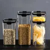 Storage Bottles 1Set Airtight Jar Transparent Plastic Household Grain Box Food Grade Kitchen Spice Snack Packaging