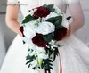 Bouquet de mariage en cascade Bouquet Bridesmaid Hand Tied Flower Decor Home Holiday Party Supplies European Rose Wedding Flowers Gift T1350492