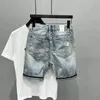 Ankomst sommar tvättade mens casual denim shorts elegant katt whiskercowboy rippade nödställda lappade mager korta jeans 240410