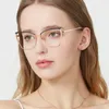 Solglasögon mode retro anti-blå ljus kattögonmetall ramglasögon datorproduktion glasögon kvinnor klassiska vanliga glasögon