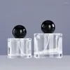 Storage Bottles 30ml 50ml 100ml Clear Perfume Bottle Black Ball Shape Lid Crimp Pump Cosmetic Packaging Empty Glass Spray Refillable 8pcs