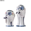 Decorative Figurines Chinese Style Creative Animal Sculpture White Pottery Handicraft Decoration Housewarming Living Room Home Accessories