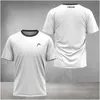 Atmungsaktives Kopf Badminton Sportkleidung Golfkleidung Herren Fitness Kurzarm Herren Feste Farben gedruckte Tenniskleidung 240403