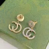 Luxury Gold Stud örhängen designer för kvinnor diamant runda örhängen stud brev örhängen smycken set valentine dag gåva engagemang