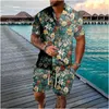 Traccetti da uomo Schema per vacanza hawaiane Palm albero fiore abbottonate Shorts Colors Florals Sets Set Streetwear Tracksuit Beach Beach Men