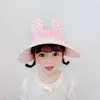 Visier breite Krempeln Hats Eimer Hüte Kinder Sonnenhut Gitterschaufel Hut für Mädchen große Krempe Baumwolle Sommer Outdoor UV Sonnenschutz