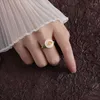 Cluster Rings National Style Imitation Jade Adjustable Ring Gold Plated Green Glaze FU Good Lucky Jewelry For Women Gifts