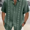 Taille plus taille masculine vintage géométrique ethnique bouton-bassins de chemises repeuplement hawaïennes de fête pour les vacances 240412