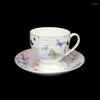 Cups Saucers Wholesale Custom Pattern 8oz Ceramic Espresso Floral Tea And Coffee Cup Set