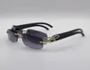 Occhiali da sole senza bordo di lusso Black Buffalo Horn Glasses Men Donne Designer Designer Sun occhiali con accessori per imballaggi originali3113540