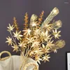 Fleurs décoratives Golden Artificial Plantes Palm Ginkgo Eucalyptus Feuille de mariage Arrangement de fleurs de mariage Accessoires de table de table Home Fake Decor