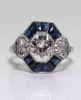 Antike Schmuck 925 Sterling Silber Diamant Sapphire Braut Hochzeit Engagement Art Deco Ring Größe 5128450364