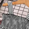 Girl's Dresses Dress Kids Girls 2-6 Years Black Plaid Slip Dress Cute And Casual Vacation Holiday Party Dress Graduation Clothes Y240412