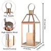 Kandelaars Rose Gold roestvrijstalen houder hangende lantaarn met gehard glas voor kaarsen indoor buiten bruiloft feest huis decor