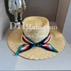 Chapeau de paille Designer Raffiah Bucket Hat Luxury Summer Beach Hat Femme Femme Paille plate Paille avec ruban de soie