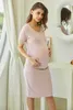 Zwangerschapsjurken Zwangerschapsjurken vrouwen zijde ruches zwangerany jurk bodycon zwangere kleding casual mama korte mouw wrap babydouches 240412