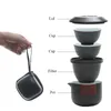 TEAWARE SETS CERAMIC Office TEAPOT Simple Black Pottery Gaiwan Teacup Porcelain Tea With Bag Portable Pot Travel Drinkware