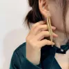 Vintage Trendy Gold Color Bar Long Thread Tassel Drop Earrings For Women Glossy Geometric Korean Earring Wedding Party Jewelry