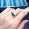 Clusterringe Natural London Blue Topaz für Frauen Silber 925 Schmuck Luxus Edelstein Steine 18K Gold plattiert kostenlose Versandartikel