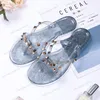 Designer Luxury Summer designer sandals Women Rivet Bow Knot Flat Slippers Sandal Studded Girl luxury Slides Lady Flip Flops jelly thong rubber pool slides sandale