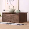 Elegant solid trä kinesisk pu'er te förvaringskåp dammsäkert med rullande slutardörr tehus cup rack