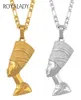 Винтажная египетская королева Нефертити подвесные ожерелья коляки, женщины, мужчины, хип -хоп ювелирные украшения золото серебро серебро африканские ювелирные украшения Why3227657