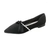Casual Shoes High Quality Pointed Women Spring Summer Designer Pearl Shallow Cut Flats mångsidig stor storlek 34-43