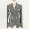 Women's Jackets Autumn/winter Lion Head Double Breasted Slim Fit Herringbone Pattern Thick Tweed Suit Coat