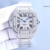 Armbanduhren Luxus Moissanite Out Watches Hip Hop Bust Down Unisex Diamond Uhr Edelstahl Stahl besetzt Armband Square Wimit Wasserdichte Montres Montres