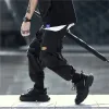 Spodnie Cyberpunk Techwear Pants z paskami czarnymi japońsko -streetwearu męskie joggery techniczne