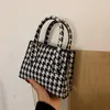 Torby wieczorowe kobiety wełniane tkanina crossbody tkanina lamparta houndstooth wzór messenger żeńska komplek