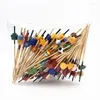 Forks 80/100pcs Bambu Pick Buffet Cupcake Heart Flower Fruit Fark Party Salad Stald Stick Cocktail Skewer para decoração de casamento