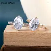 Pierścienie klastra Joishome 925 Srebrny pierścień z dużym owalnym kształtem 10 14 mm cyrkon romantyczny prezent dla kobiet elegancka biżuteria ślubna