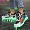 Sneakers Enfants Fashion Kids LED Chaussures pour filles USB Charges de chaussures de sport extérieur garçons Luminous 2023 Glow Q240412