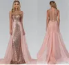 CRYSTAL BEADED ROSE GOLD PESKIN LONG BRIDEMAID Dresses Sequin Chiffon Wedding Guest Dresses Maid of Honor Gowns Custom Made6008111