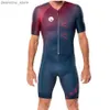 Cykeltröja sätter Wyn Republic Triathlon Suit Men Cycling Short Seve Snabbt Dry Jumpsuit Trisuit Skinsuit Bicyc Equipment Mono Ciclismo Hombre L48