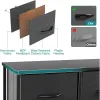 5 Drawers Dresser Fabric Dresser for Bedroom, Long Dresser with Wood Top for Bedroom, Closet, Entryway, Black