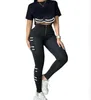 Tasarımcı Kadınların Takipleri T-Shirt Pantolon 2 Parça Set Lüks Sıradan Takım Sıradan Spor Takım