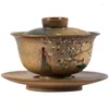 Teaware Sets Handmade Ru Ware Natural Crack Gaiwan Jingdezhen Porcelain Tea Set Household Brewing Bowl Cup