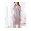 Vêtements pour femmes Birdtree 19 mm réel pyjamas en soie robe femme à manches courtes en dentelle solide y rétro lâche 2024 été p439108qc livraison de goutte otqht