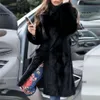 여자 모피 트림 칼라 코트 패션 패션 여성 숙녀 따뜻한 가짜 재킷 겨울 v- 넥 단단한 긴 외곽웨어 겨울 플러스 사이즈